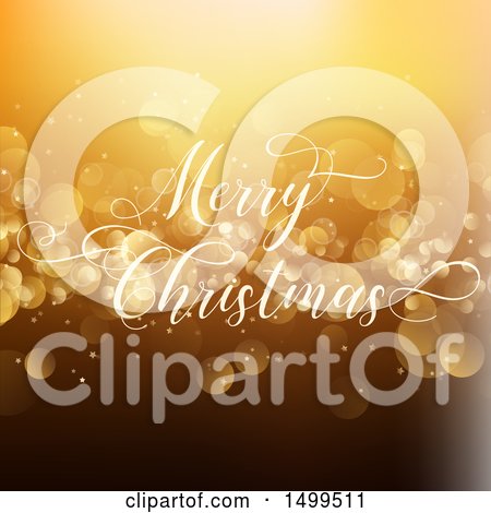 Clipart of a Merry Christmas Greeting over Golden Flares - Royalty Free Vector Illustration by KJ Pargeter