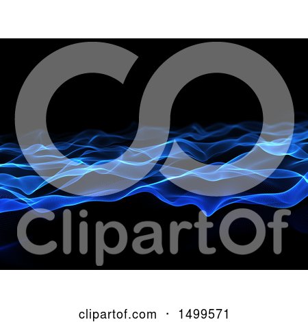 Clipart of a Background of Blue Waves on Black - Royalty Free Illustration by KJ Pargeter