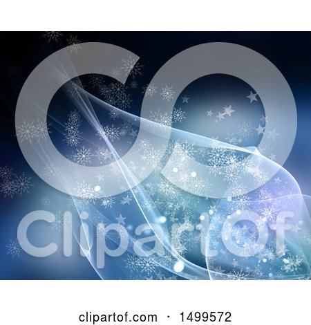 Clipart of a Background of Waves Stars and Snowflakes - Royalty Free Illustration by KJ Pargeter