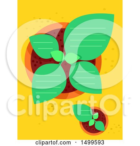 Clipart of a Top View of Potted Plants with Ruled Lines and Text Space - Royalty Free Vector Illustration by BNP Design Studio