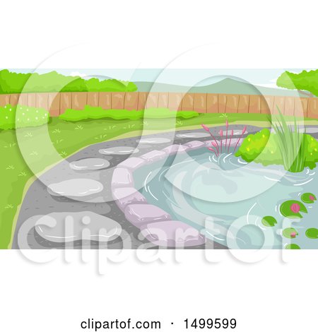Clipart of a Bog Garden and Path - Royalty Free Vector Illustration by BNP Design Studio