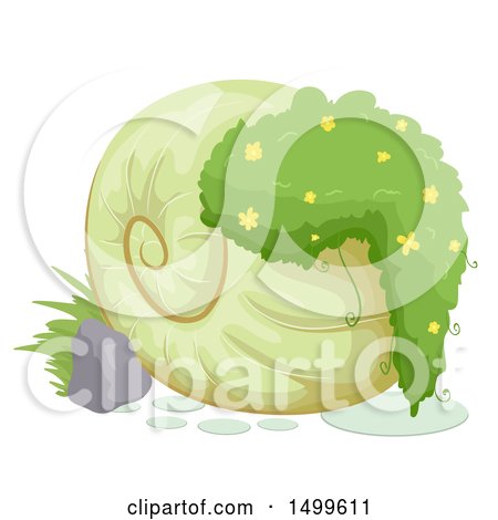Clipart of a Garden Plant in a Shell - Royalty Free Vector Illustration by BNP Design Studio