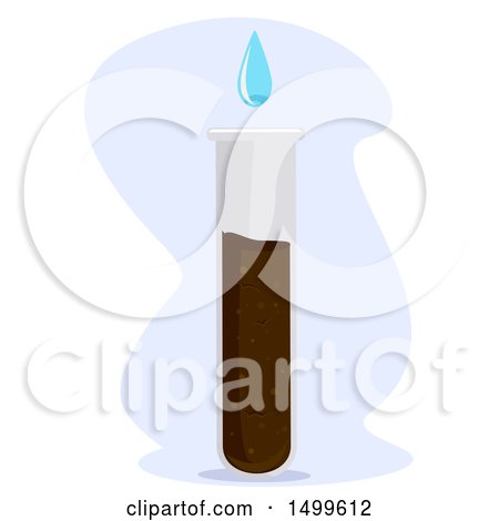 Clipart of a Water Drop over a Test Tube of Soil - Royalty Free Vector Illustration by BNP Design Studio
