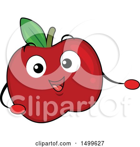 Clipart of a Red Apple Character Mascot Presenting - Royalty Free Vector Illustration by BNP Design Studio
