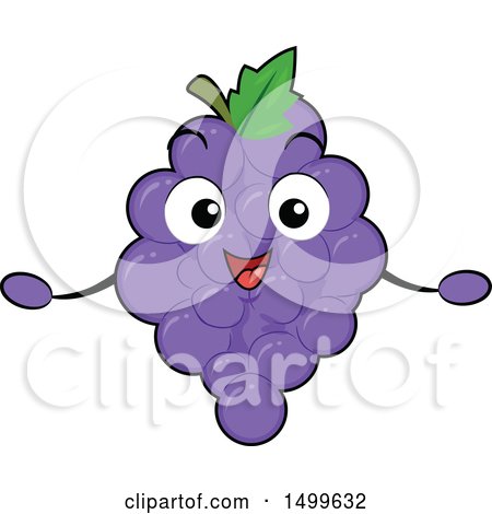 Clipart of a Purple Grapes Character Mascot - Royalty Free Vector Illustration by BNP Design Studio
