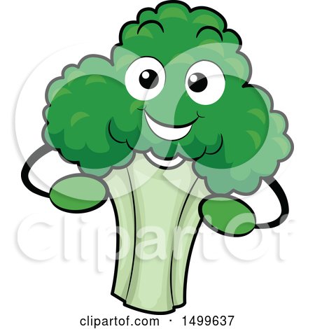 Clipart of a Happy Broccoli Character Mascot - Royalty Free Vector Illustration by BNP Design Studio