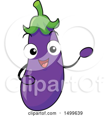 Clipart of a Happy Eggplant Character Mascot - Royalty Free Vector Illustration by BNP Design Studio