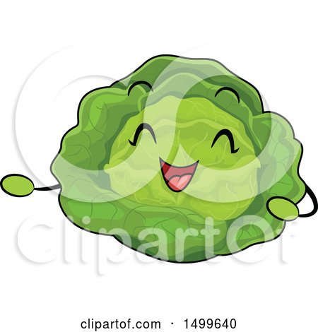 Clipart of a Happy Cabbage Character Mascot - Royalty Free Vector Illustration by BNP Design Studio