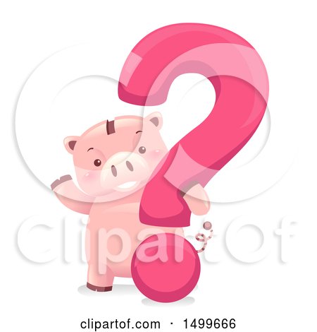 Clipart of a Piggy Bank Mascot with a Giant Question Mark - Royalty Free Vector Illustration by BNP Design Studio
