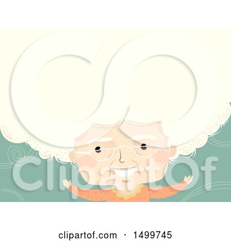 Clipart of a Senior Lady with Big White Hair Forming Text Space - Royalty Free Vector Illustration by BNP Design Studio