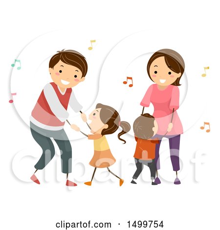 Clipart of a Happy Family Dancing to Music - Royalty Free Vector Illustration by BNP Design Studio