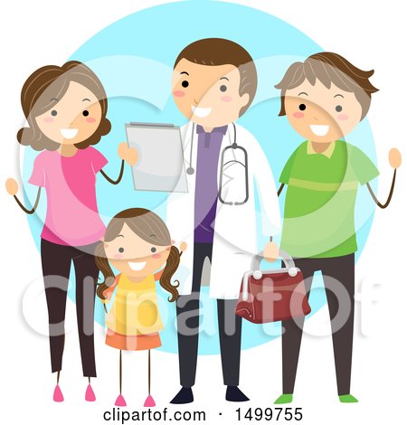 Clipart of a Family with Their Doctor - Royalty Free Vector Illustration by BNP Design Studio