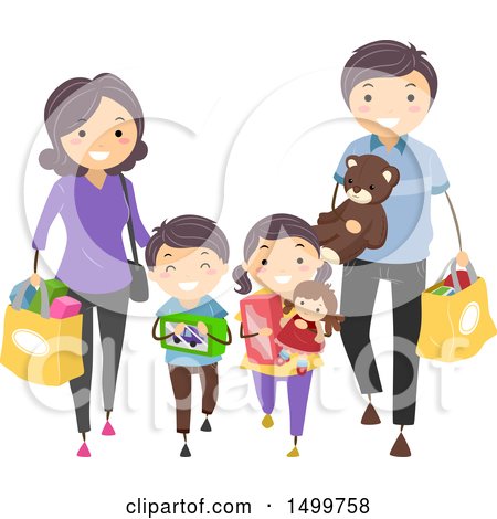 Clipart of a Happy Family Toy Shopping - Royalty Free Vector Illustration by BNP Design Studio