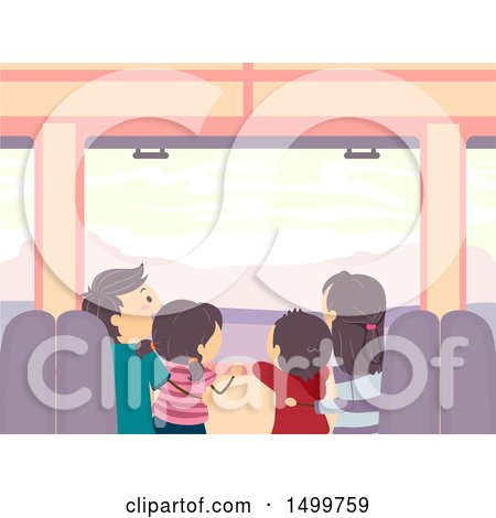 Clipart of a Family Looking out of a Train Window - Royalty Free Vector Illustration by BNP Design Studio