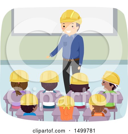 Clipart of a Parent Sharing His Construction Career Experience with a Class of Students - Royalty Free Vector Illustration by BNP Design Studio