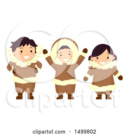 Clipart of a Group of Eskimo Children - Royalty Free Vector Illustration by BNP Design Studio