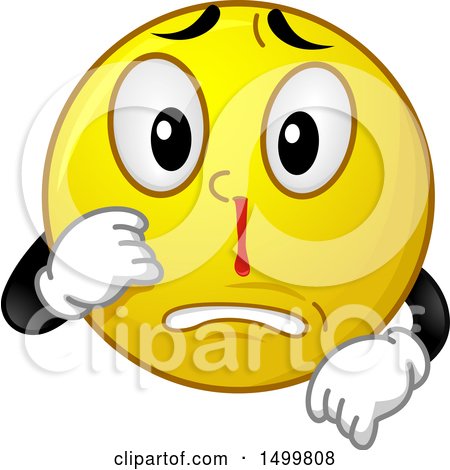 Clipart of a Smiley Emoticon Emoji with a Bloody Nose - Royalty Free Vector Illustration by BNP Design Studio