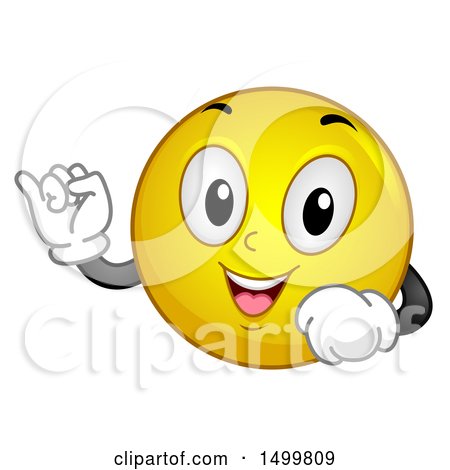 Clipart of a Smiley Emoticon Emoji Pinky Swearing - Royalty Free Vector Illustration by BNP Design Studio