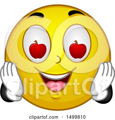 Clipart of a Smiley Emoticon Emoji with Apple Eyes - Royalty Free Vector Illustration by BNP Design Studio