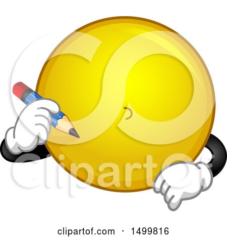 Clipart of a Smiley Emoticon Emoji Drawing Its Face - Royalty Free Vector Illustration by BNP Design Studio