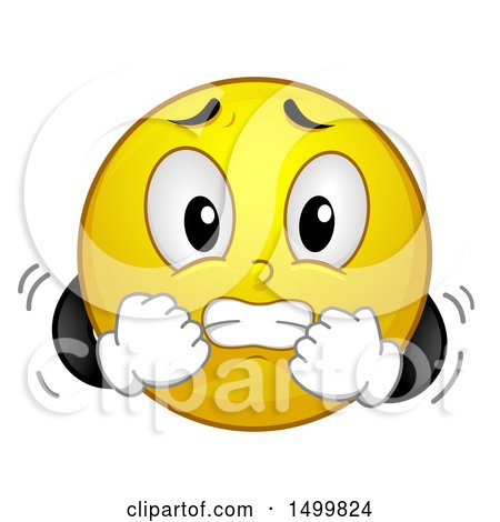 Clipart of a Smiley Emoticon Emoji Acting Scared - Royalty Free Vector Illustration by BNP Design Studio