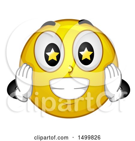 Clipart of a Smiley Emoticon Emoji with Starry Eyes - Royalty Free Vector Illustration by BNP Design Studio