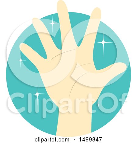 Clipart of a Sparkly Clean Hand Icon - Royalty Free Vector Illustration by BNP Design Studio