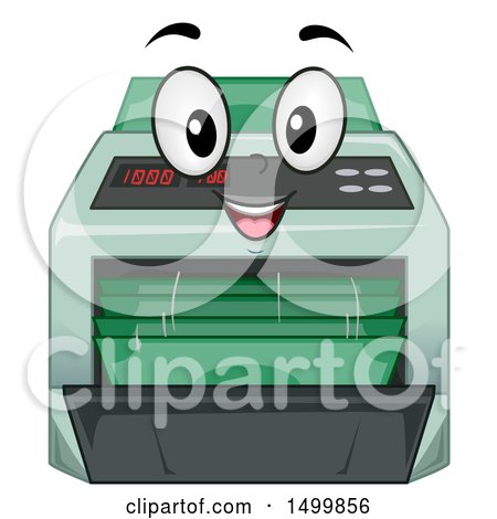 Clipart of a Money Counter Machine Mascot - Royalty Free Vector Illustration by BNP Design Studio