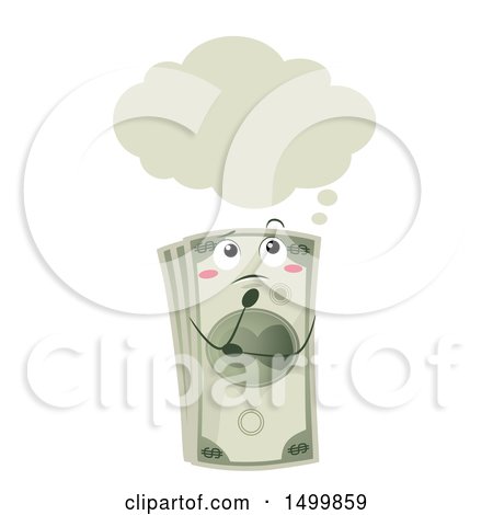 Clipart of a Thinking Cash Money Character - Royalty Free Vector Illustration by BNP Design Studio
