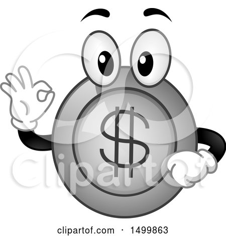 Clipart of a Happy Coin Mascot Gesturing Ok - Royalty Free Vector Illustration by BNP Design Studio