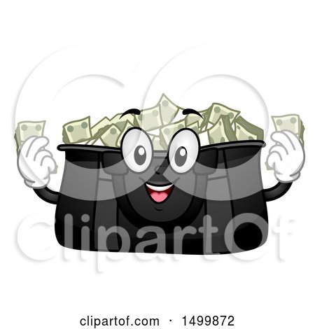 Clipart of a Duffle Bag Mascot Full of Cash Money - Royalty Free Vector Illustration by BNP Design Studio