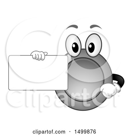Clipart of a Silver Coin Mascot Holding a Blank Card - Royalty Free Vector Illustration by BNP Design Studio