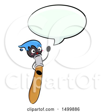 Clipart of a Paintbrush Mascot Character Talking - Royalty Free Vector Illustration by BNP Design Studio