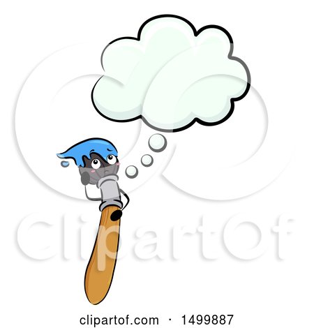 Clipart of a Paintbrush Mascot Character Thinking - Royalty Free Vector Illustration by BNP Design Studio
