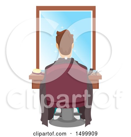 Clipart of a Client Sitting in a Barber Chair - Royalty Free Vector Illustration by BNP Design Studio