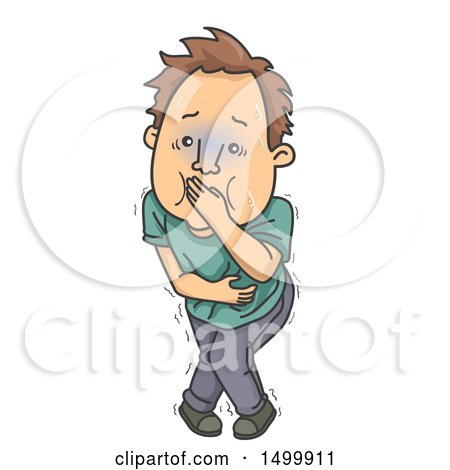 Clipart of a Sick Man Holding His Vomit in His Mouth - Royalty Free Vector Illustration by BNP Design Studio