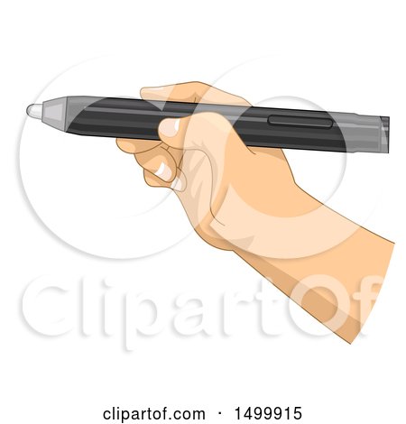 Clipart of a Hand Writing with an Interactive Whiteboard Pen - Royalty Free Vector Illustration by BNP Design Studio