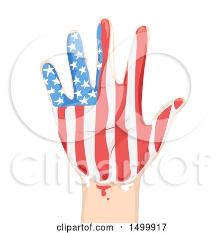 Clipart of a Hand with an American Flag Painting - Royalty Free Vector Illustration by BNP Design Studio
