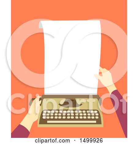 Clipart of a Pair of Hands Inserting Paper into a Typewriter - Royalty Free Vector Illustration by BNP Design Studio