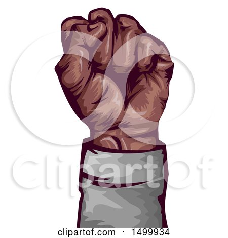 Clipart of a Black Fisted Hand - Royalty Free Vector Illustration by BNP Design Studio