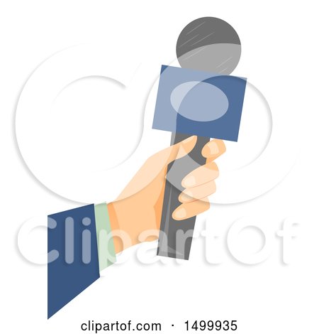 Clipart of a Journalist Reporter Hand Holding a Microphone - Royalty Free Vector Illustration by BNP Design Studio