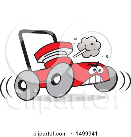Clipart of a Cartoon Red Angry Lawn Mower - Royalty Free Vector Illustration by Johnny Sajem