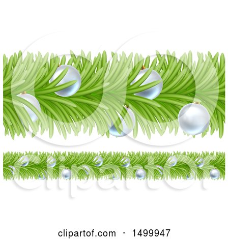 Clipart of Christmas Branch Garlands with Silver Baubles - Royalty Free Vector Illustration by AtStockIllustration