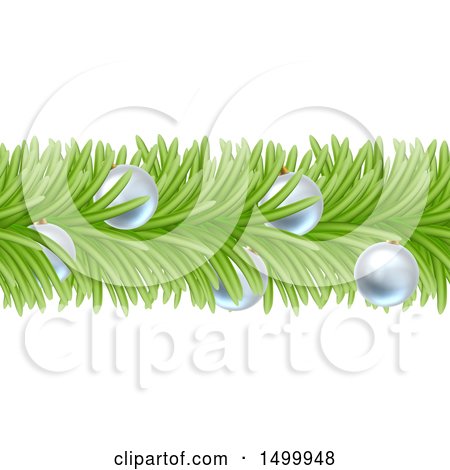Clipart of a Christmas Branch Garland with Silver Baubles - Royalty Free Vector Illustration by AtStockIllustration
