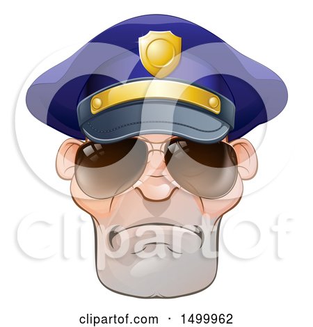 Clipart of a Mean White Male Police Officer Wearing Sunglasses - Royalty Free Vector Illustration by AtStockIllustration