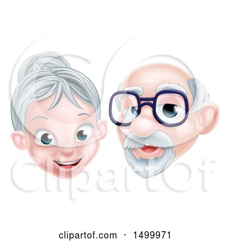 Clipart of a Cartoon Happy Senior Citizen Caucasian Couple - Royalty Free Vector Illustration by AtStockIllustration
