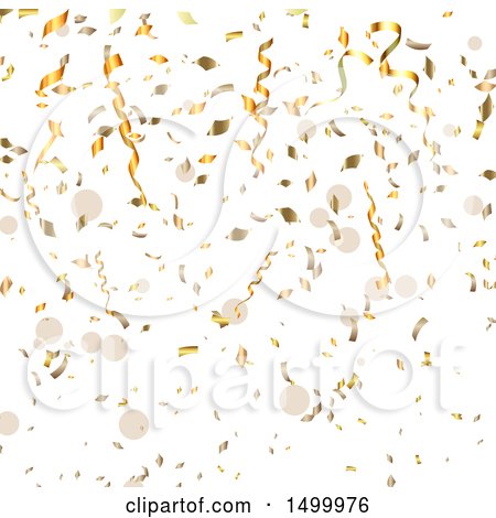 Clipart of a Background of Falling Gold Confetti - Royalty Free Vector Illustration by KJ Pargeter