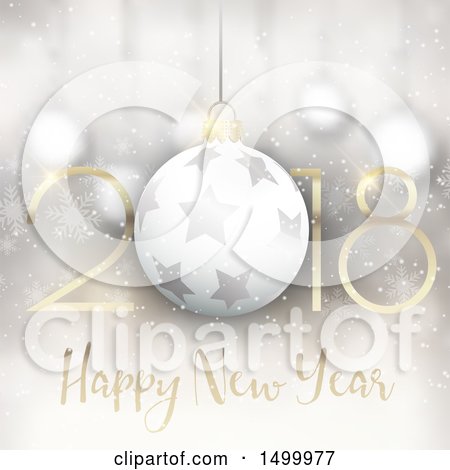 Clipart of a Happy New Year 2018 Design with a Bauble - Royalty Free Vector Illustration by KJ Pargeter