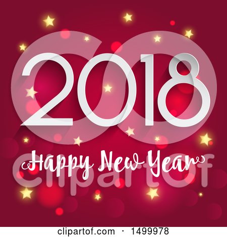 Clipart of a Happy New Year 2018 Design over Pink - Royalty Free Vector Illustration by KJ Pargeter