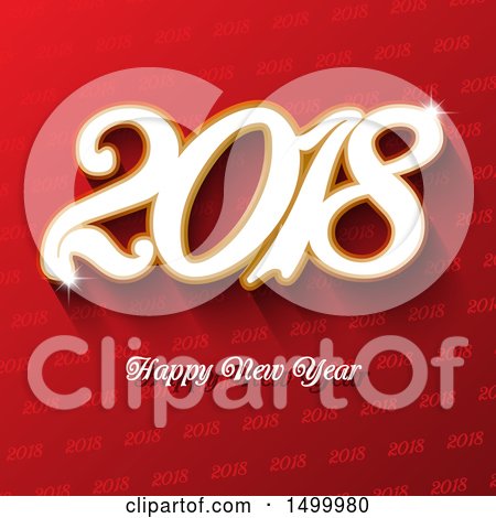 Clipart of a Happy New Year 2018 Design over Red - Royalty Free Vector Illustration by KJ Pargeter